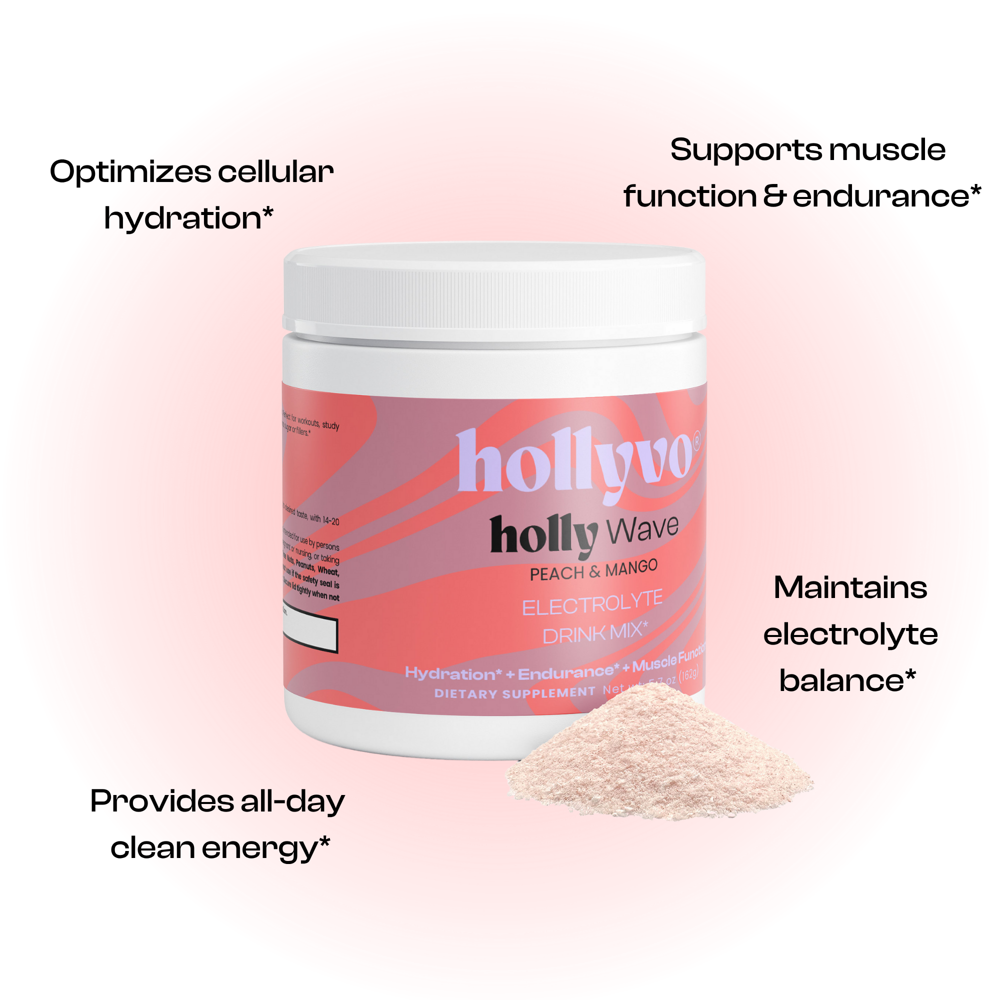 holly wave hydration powder peach & mango